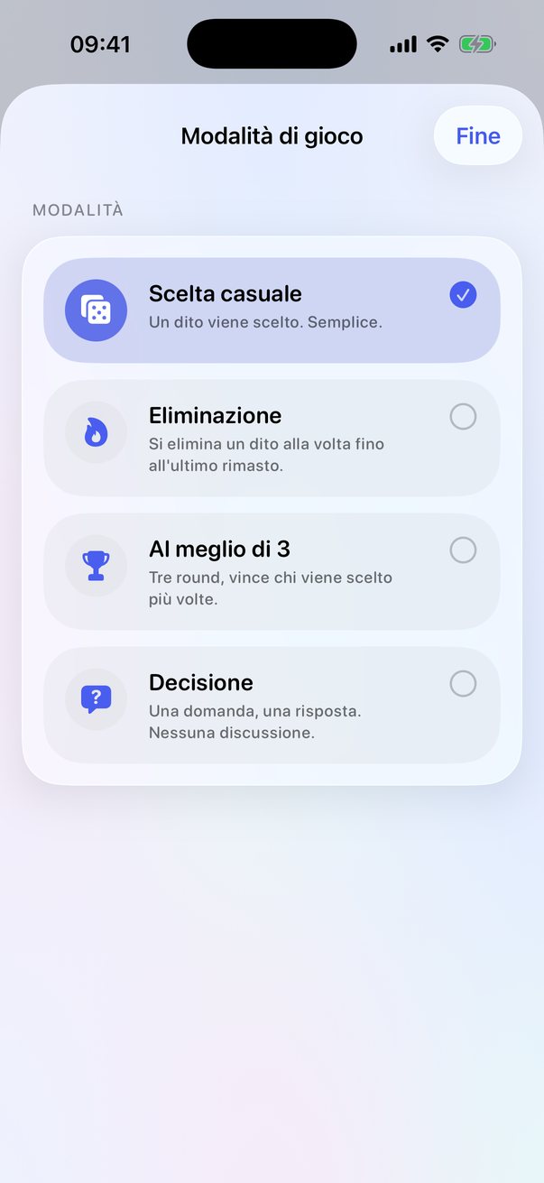Le quattro modalità di gioco di Finger Roulette