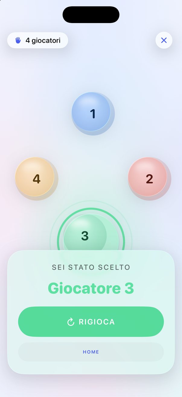 Finger Roulette: risultato della partita con il giocatore scelto